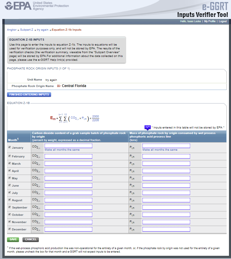 Subpart Z: Equation Z-1B IVT Inputs